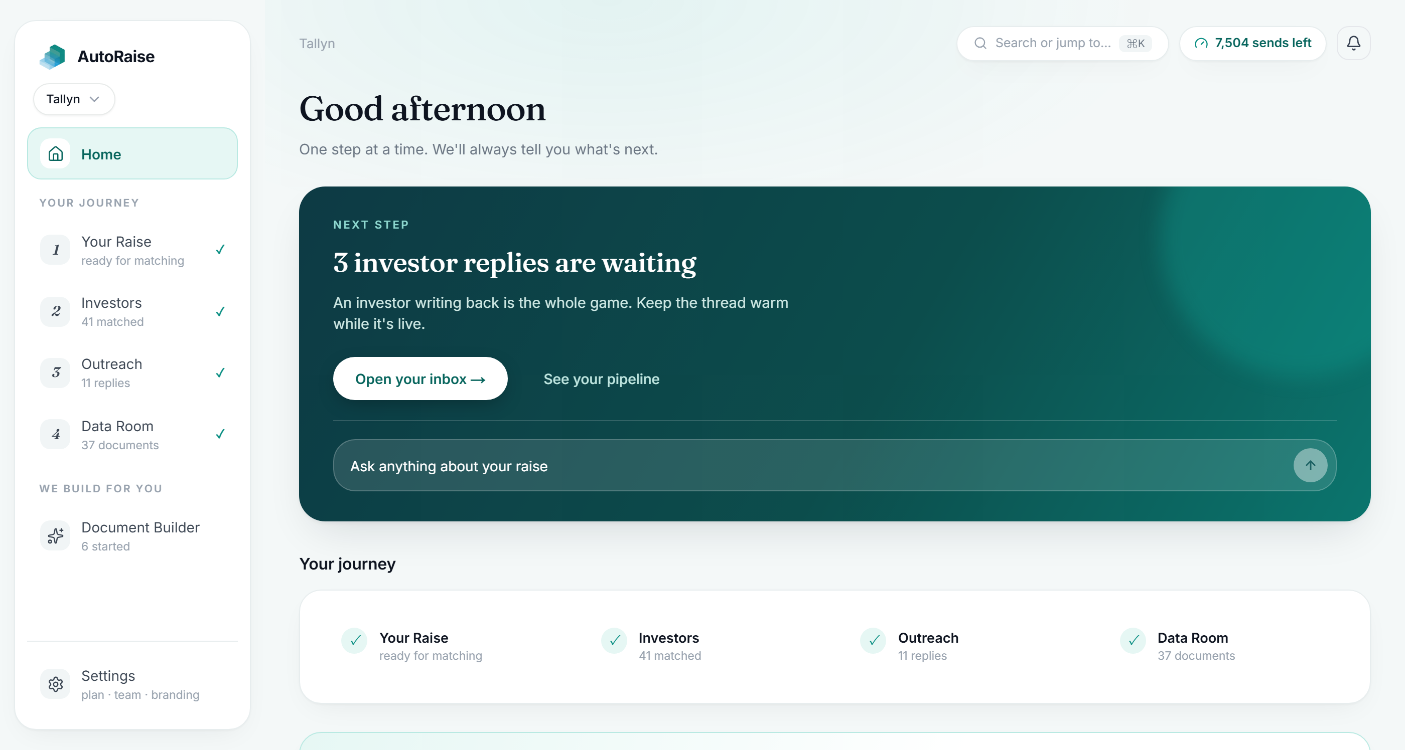 AutoRaise dashboard